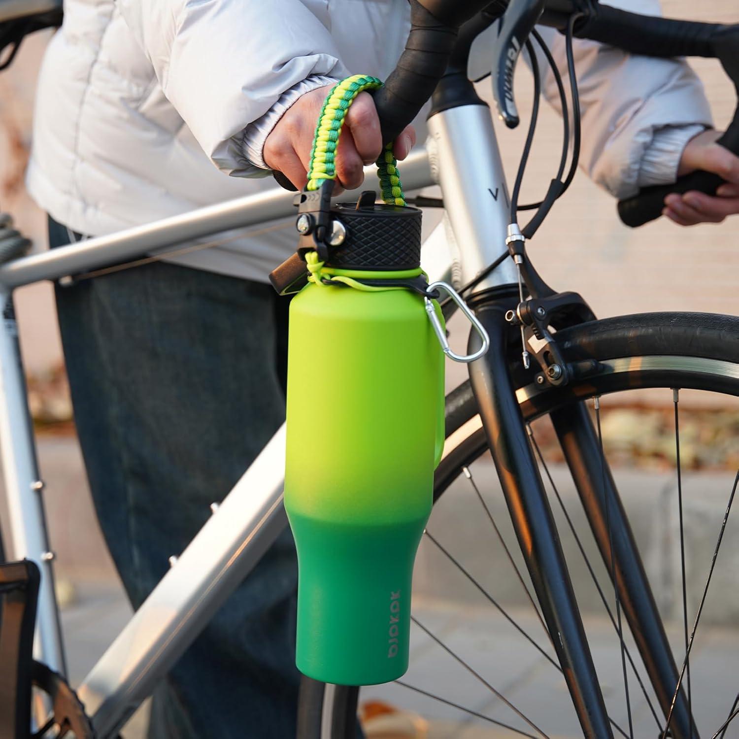 Botella de Agua Aislada BJPKPK 680ml Doble Pared Bosque de Bambú