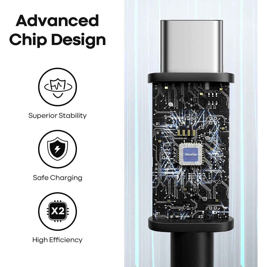 Cable USB C 6.1m CLEEFUN Carga Rápida Nylon Negro