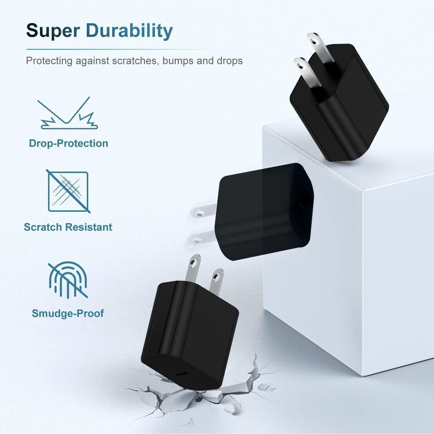 Cargador Rápido 20W USB C Eversame + 2 Cables 6 Pies