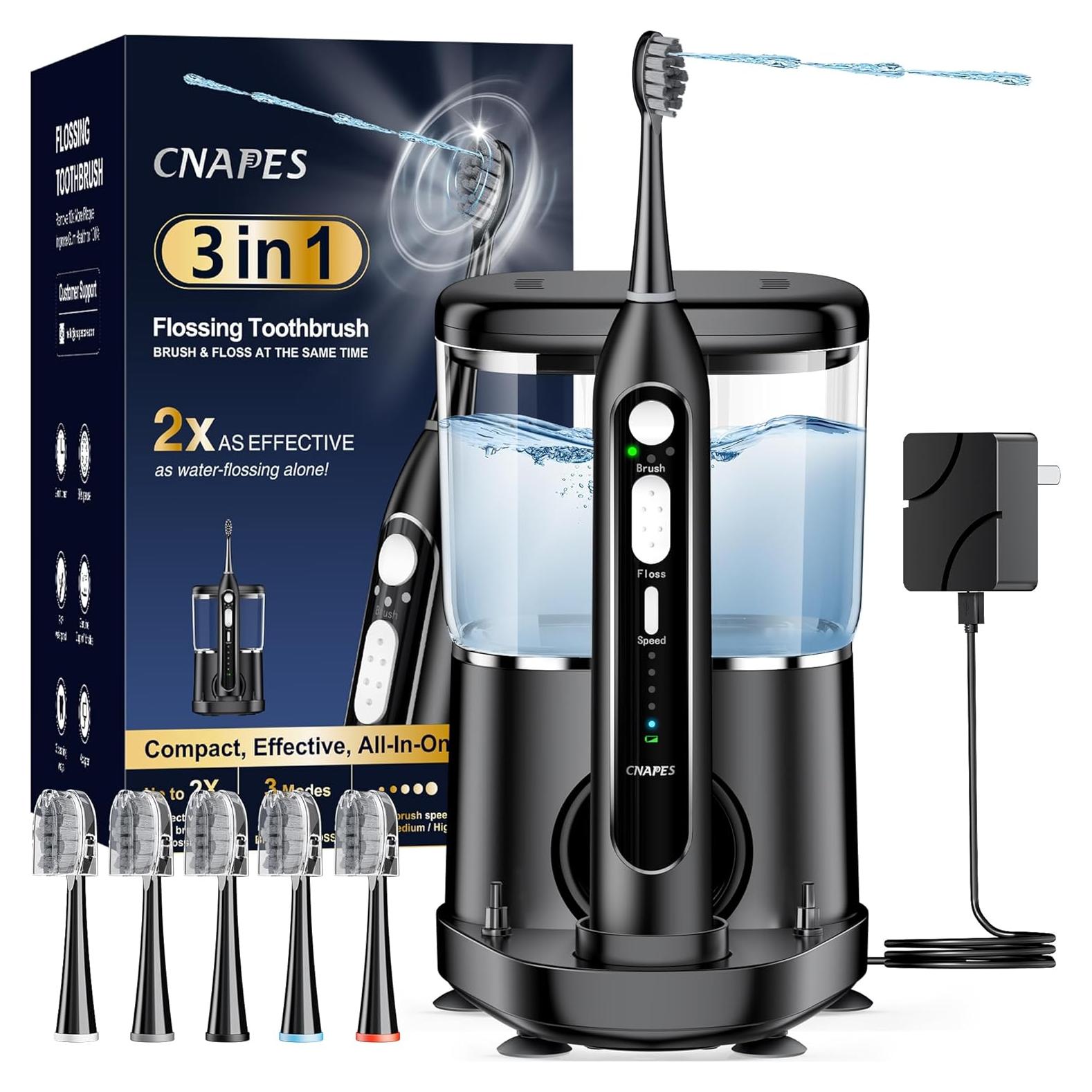 Cepillo de dientes eléctrico CNAPES con irrigador 3 en 1, 5 cabezales