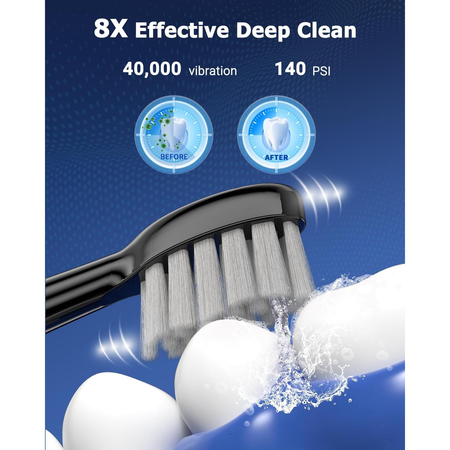 Cepillo de dientes eléctrico CNAPES con irrigador 3 en 1, 5 cabezales