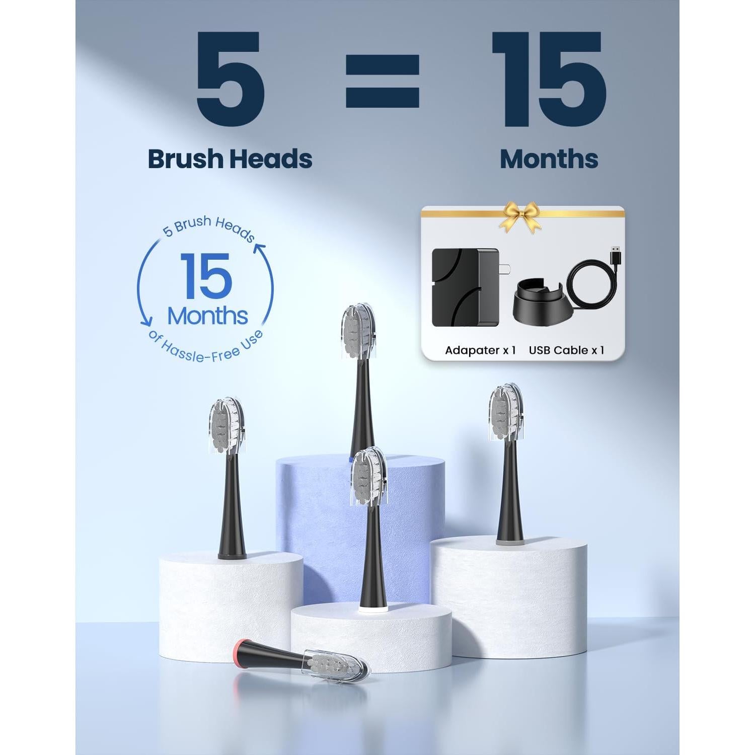 Cepillo de dientes eléctrico CNAPES con irrigador 3 en 1, 5 cabezales