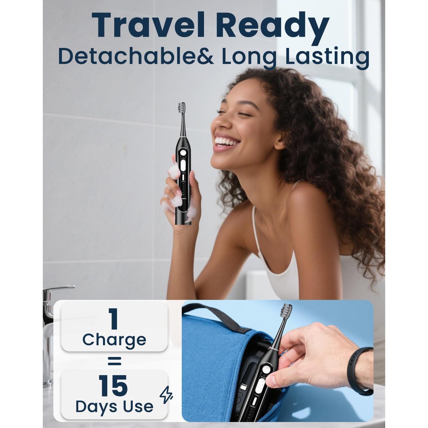 Cepillo de dientes eléctrico CNAPES con irrigador 3 en 1, 5 cabezales