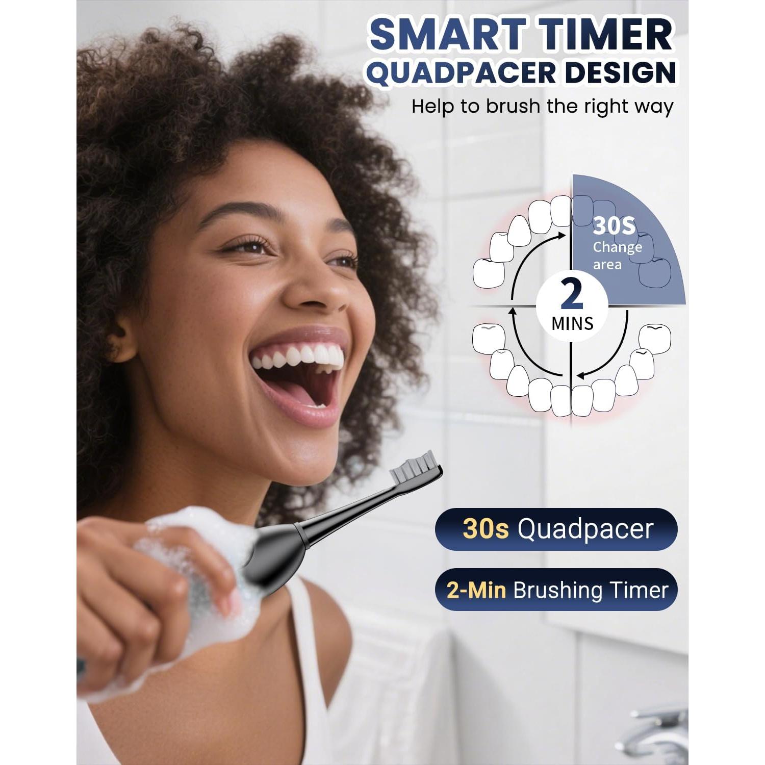 Cepillo de dientes eléctrico CNAPES con irrigador 3 en 1, 5 cabezales