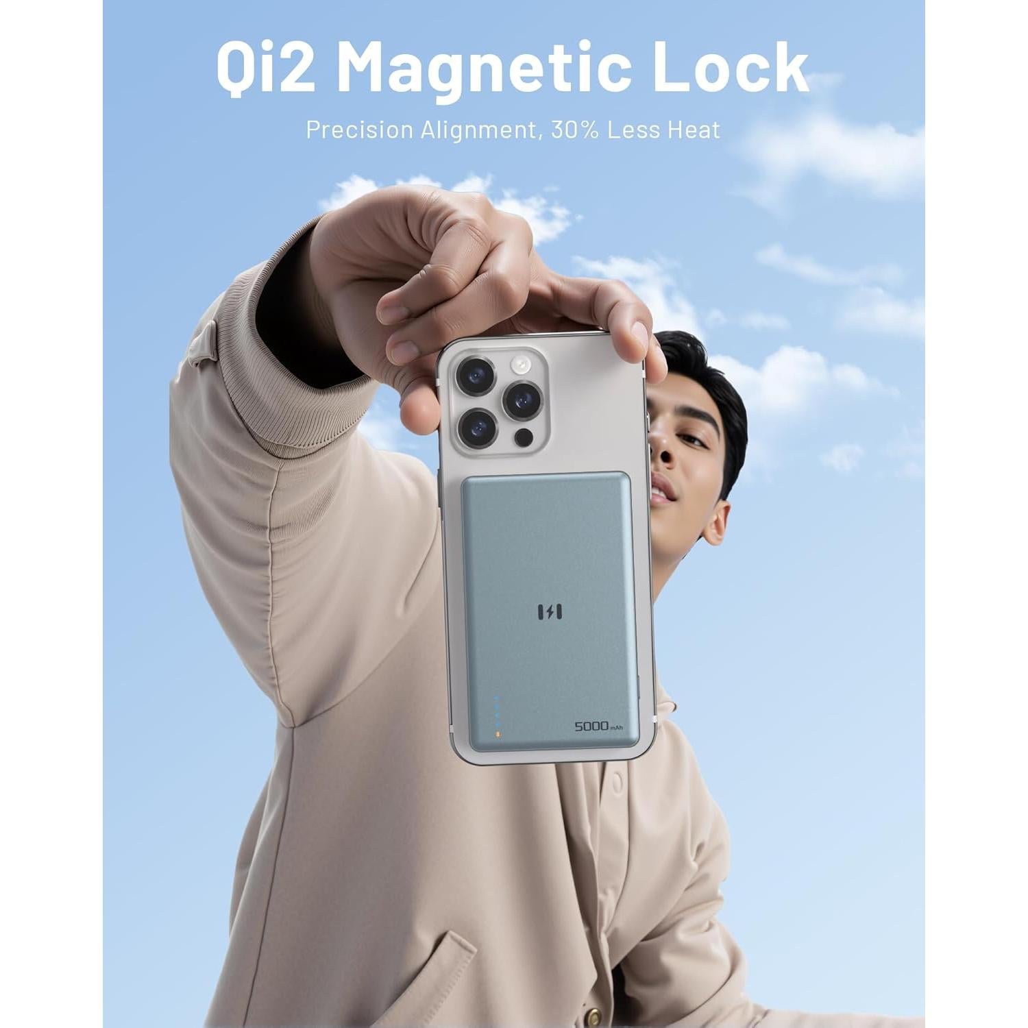 Pack Batería MagSafe 5000mAh Carga Inalámbrica 15W Qi2