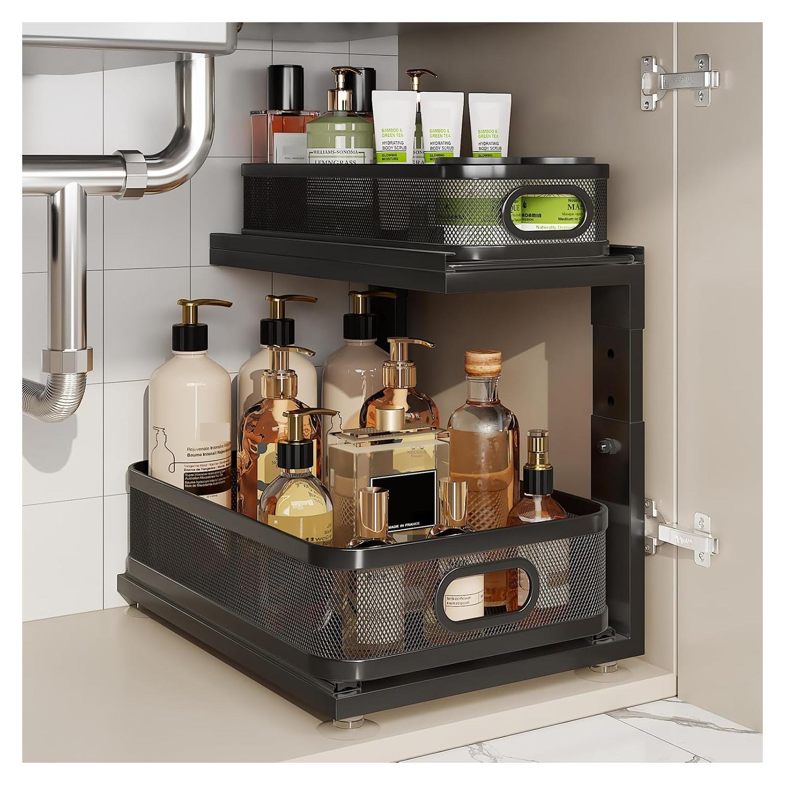 Organizador Bajo Fregadero Corbyles 2 Niveles Ajustable Negro