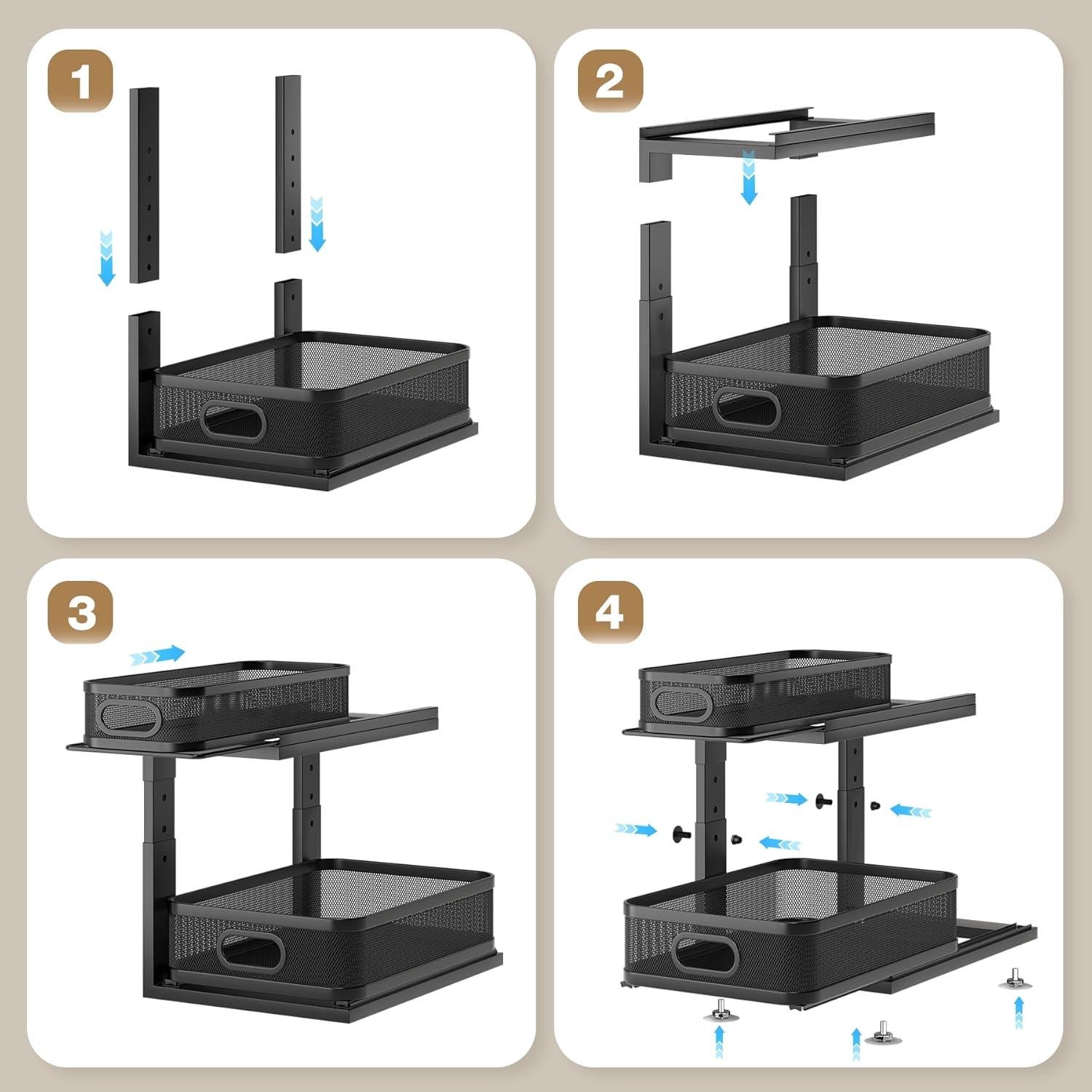 Organizador Bajo Fregadero Corbyles 2 Niveles Ajustable Negro