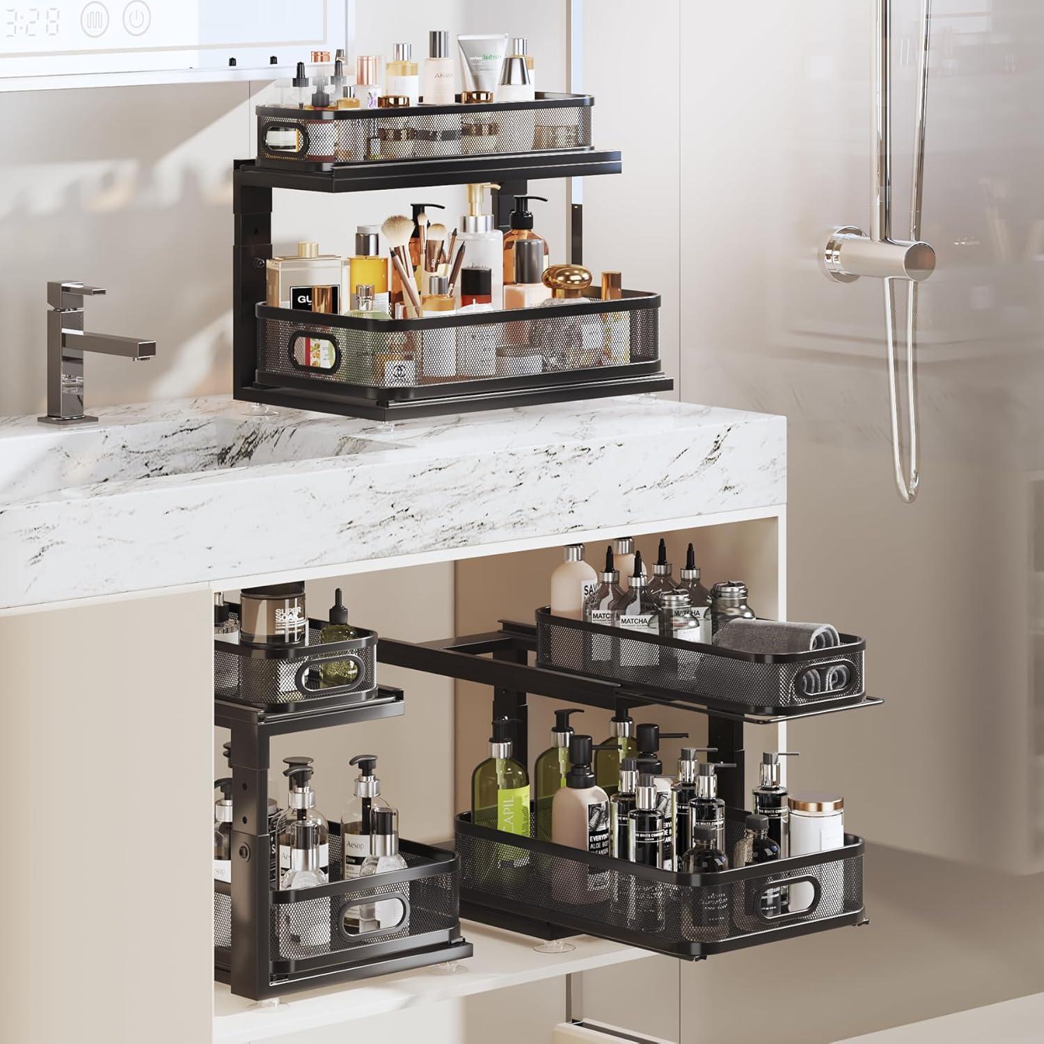 Organizador Bajo Fregadero Corbyles 2 Niveles Ajustable Negro