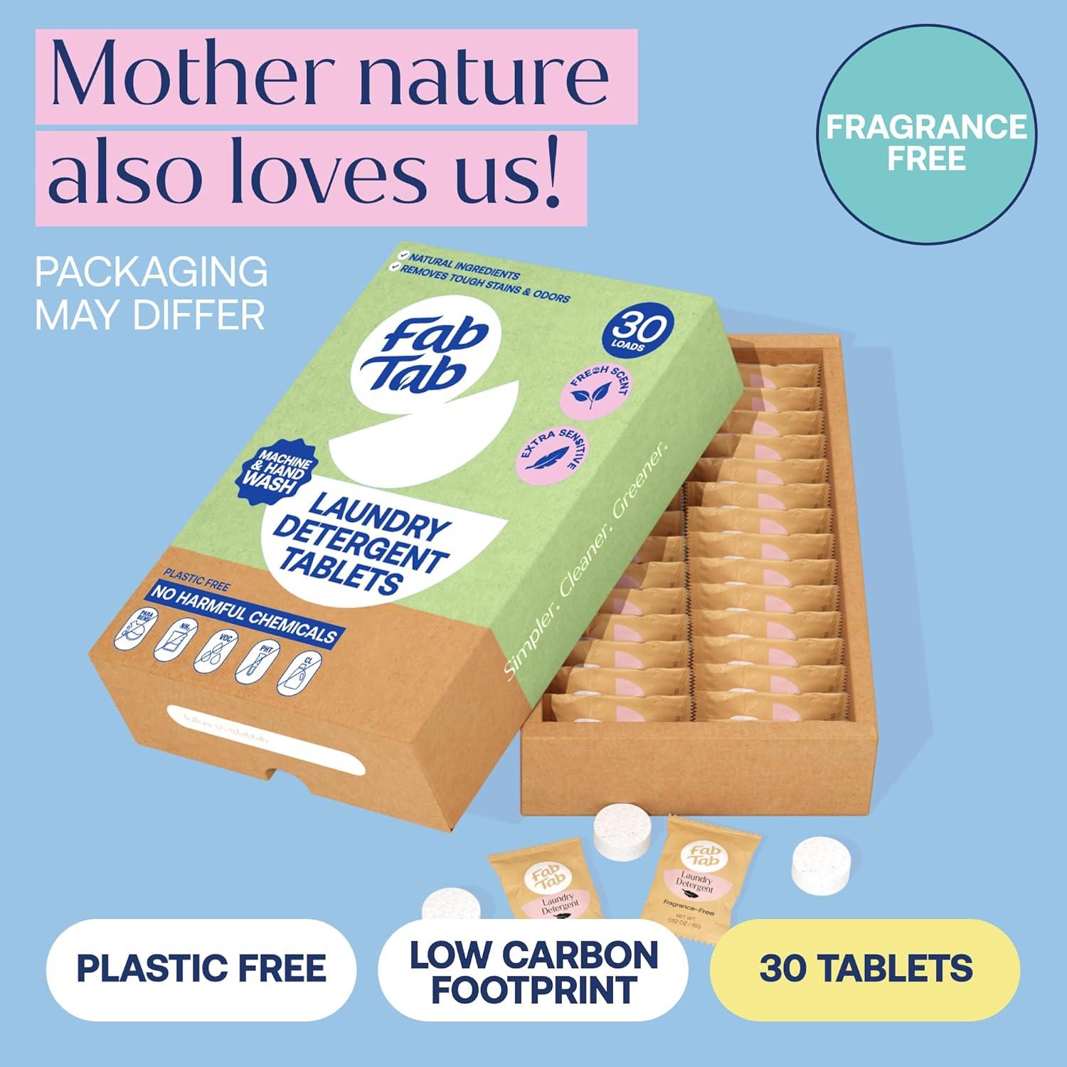 Tabletas de detergente para lavandería Fab Tab 30 unidades