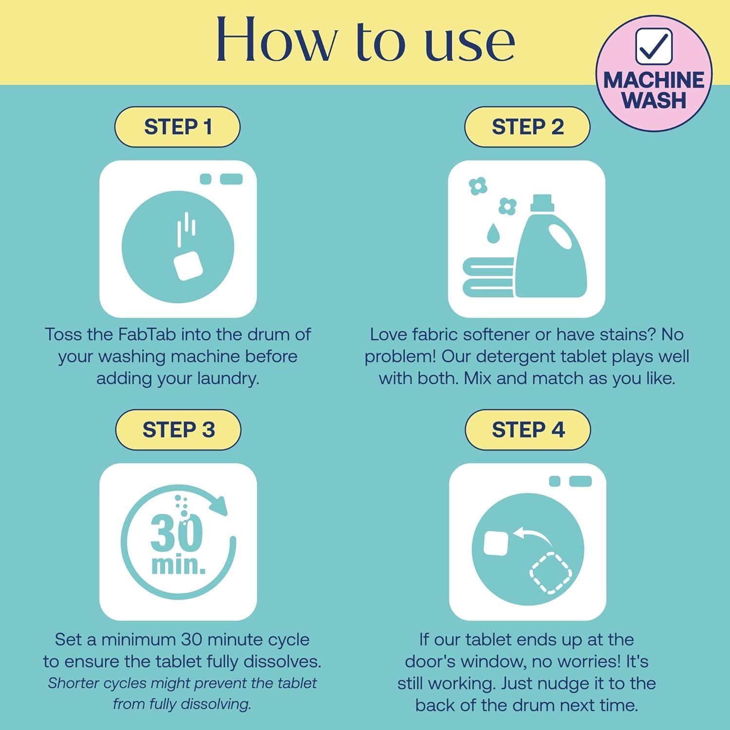 Tabletas de detergente para lavandería Fab Tab 30 unidades