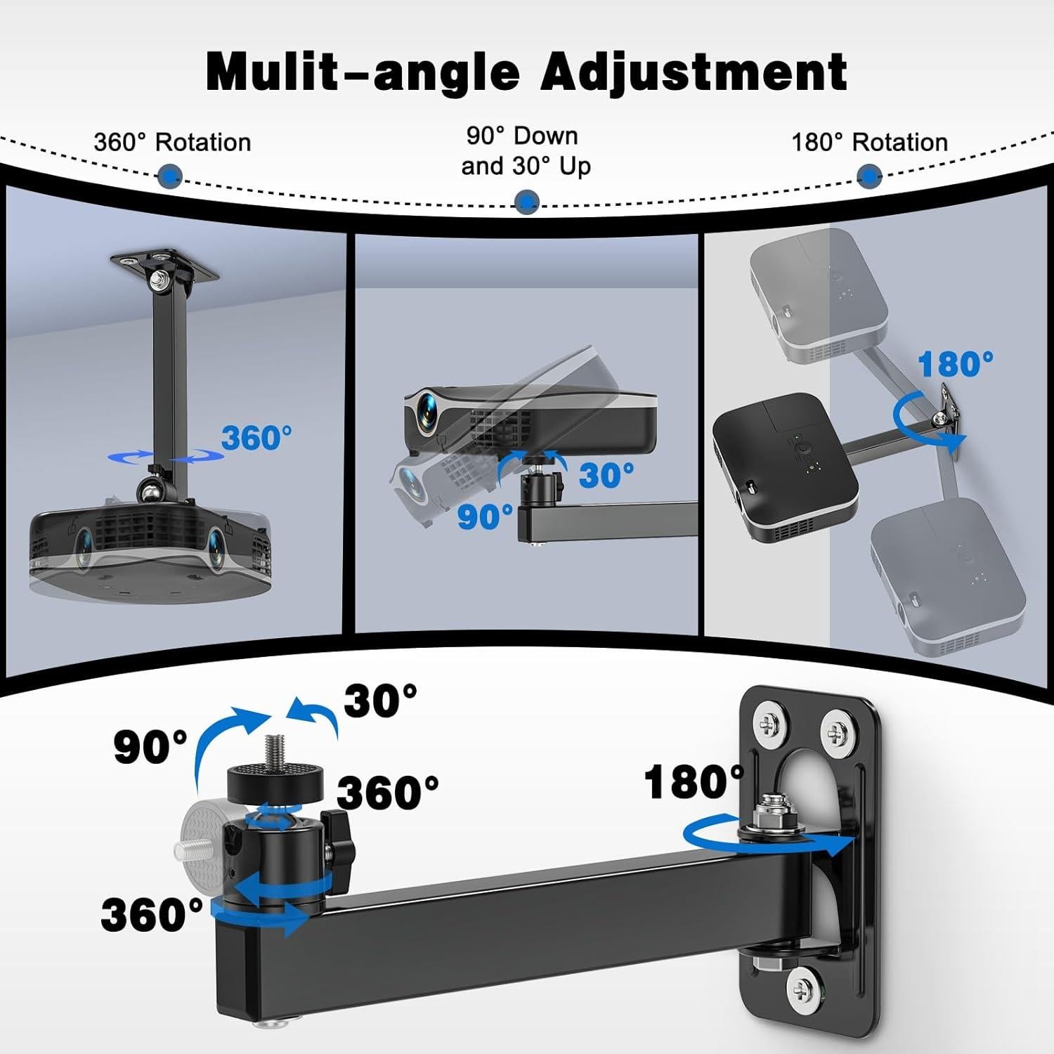 Soporte de Proyector BAISHUN Ajustable Pared Techo 2kg