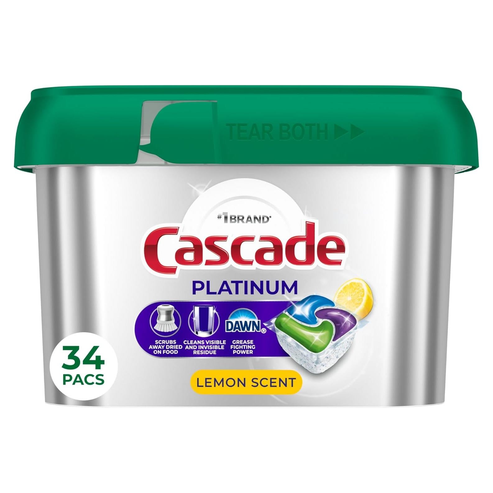 Cápsulas de Lavavajillas Cascade Platinum Limón 34 Unidades