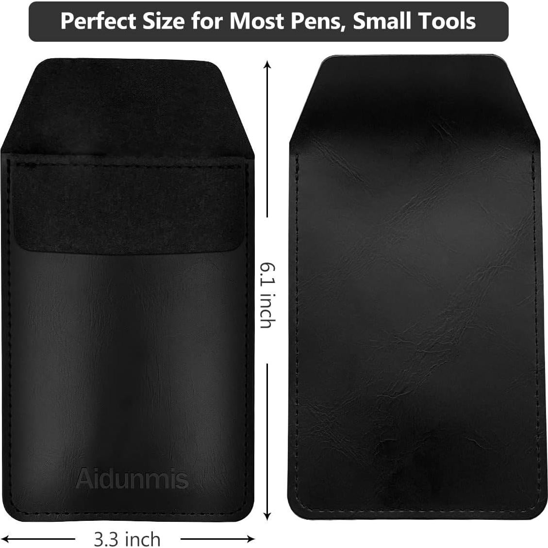 Funda de bolígrafo Aidunmis de cuero PU, 2 piezas, negra