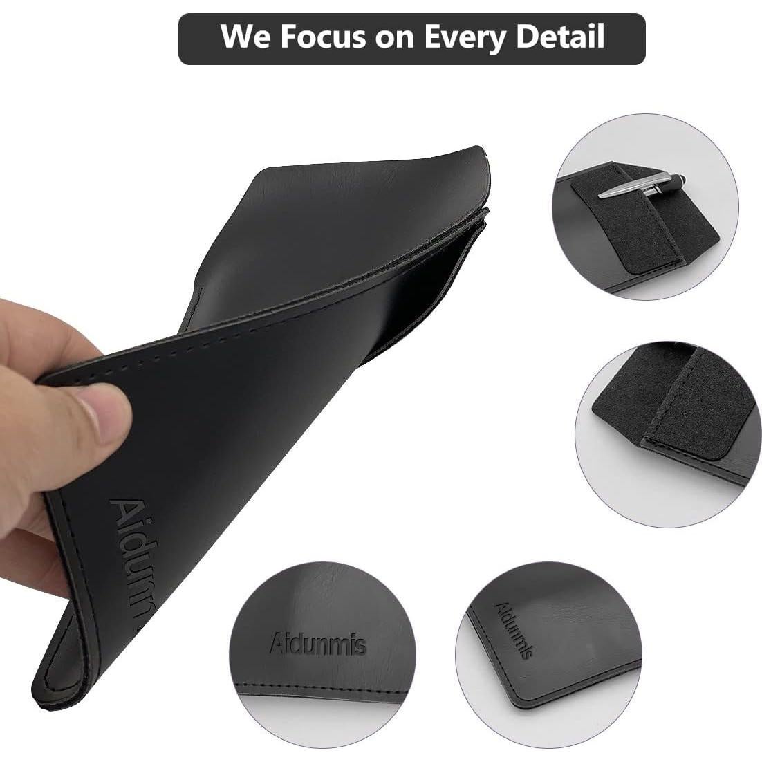 Funda de bolígrafo Aidunmis de cuero PU, 2 piezas, negra