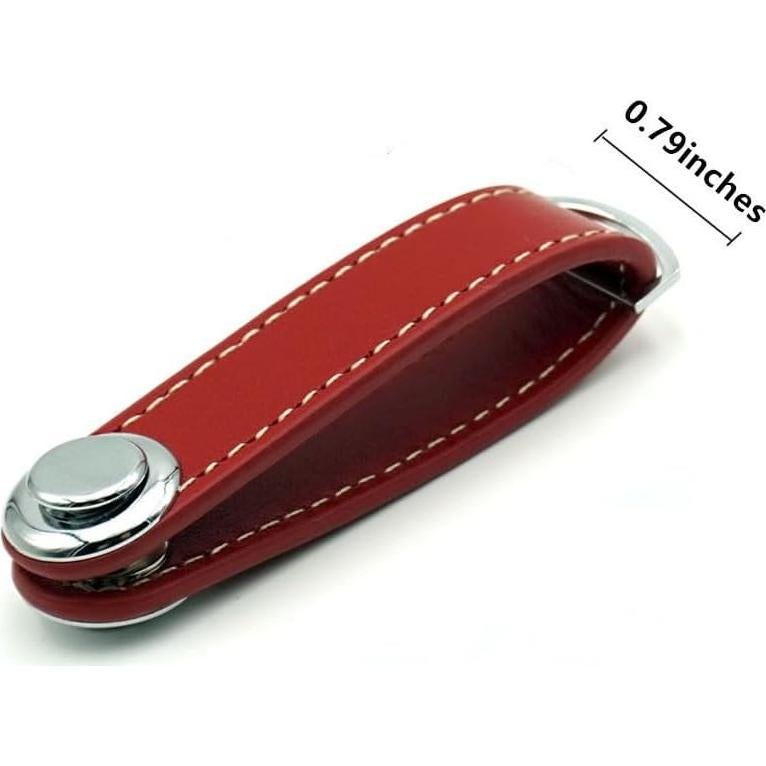 Soporte de Llaves Compacto ERCRYSTO - Organizador de Cuero Rojo