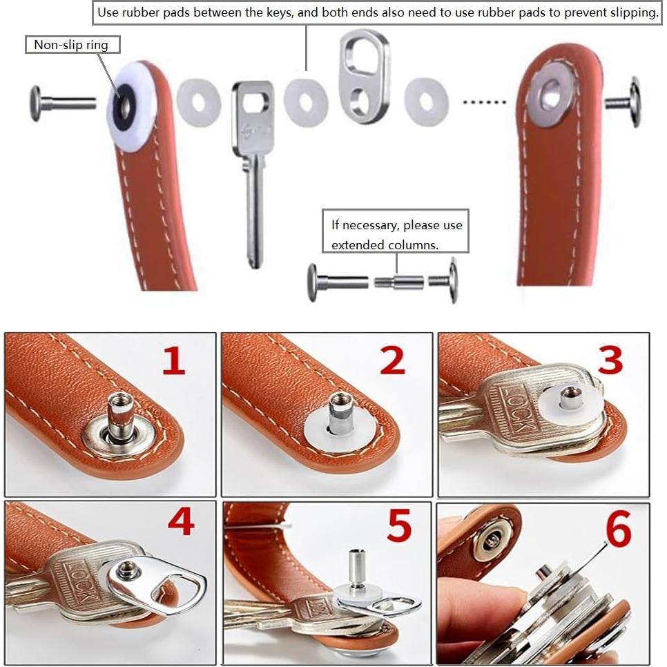 Soporte de Llaves Compacto ERCRYSTO - Organizador de Cuero Rojo