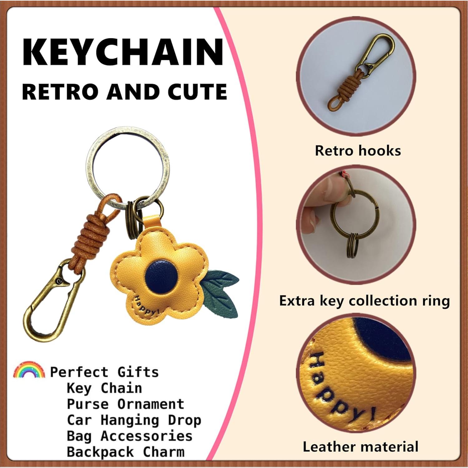 Llavero de Fruta Retro de Cuero Amarillo - Accesorio Unisex