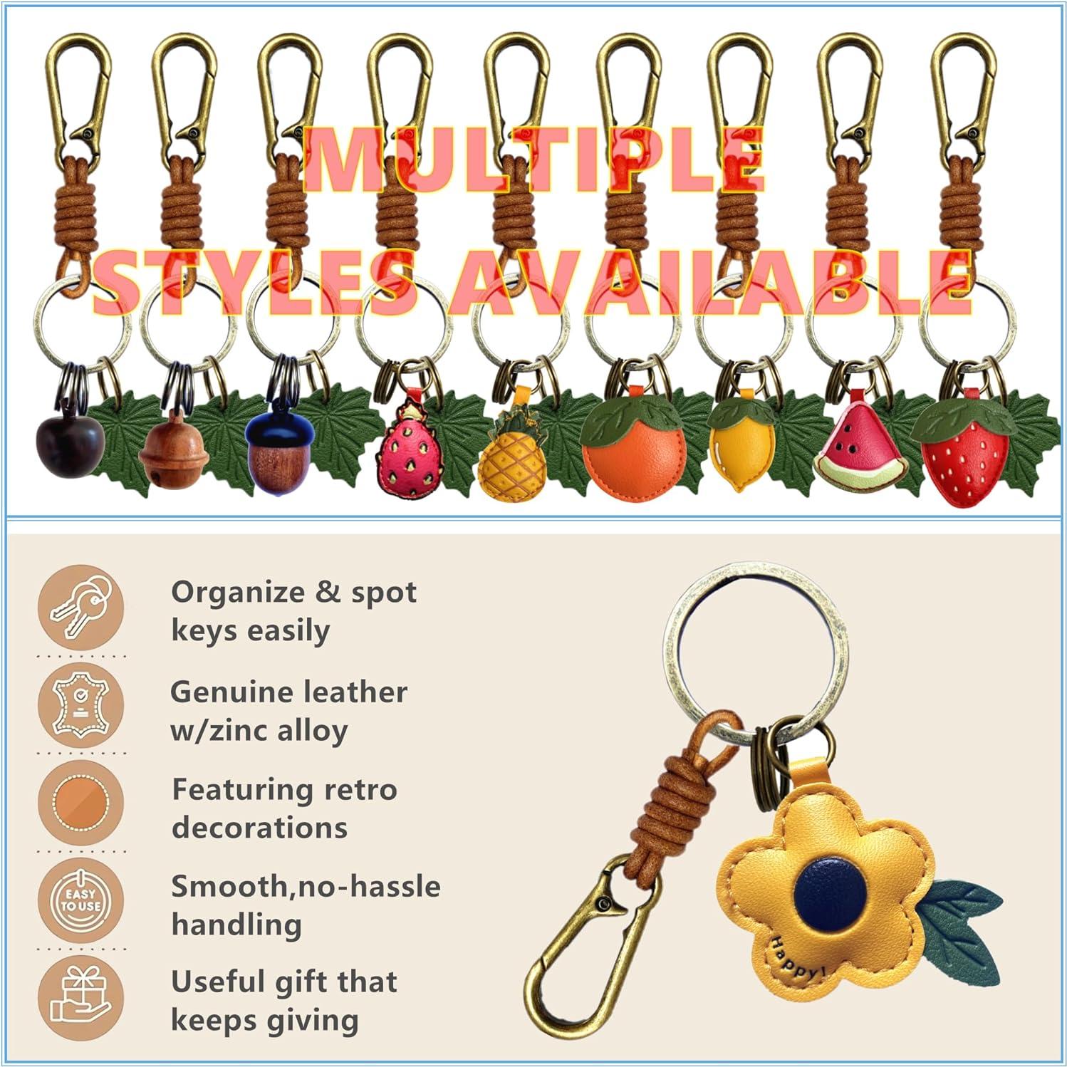 Llavero de Fruta Retro de Cuero Amarillo - Accesorio Unisex