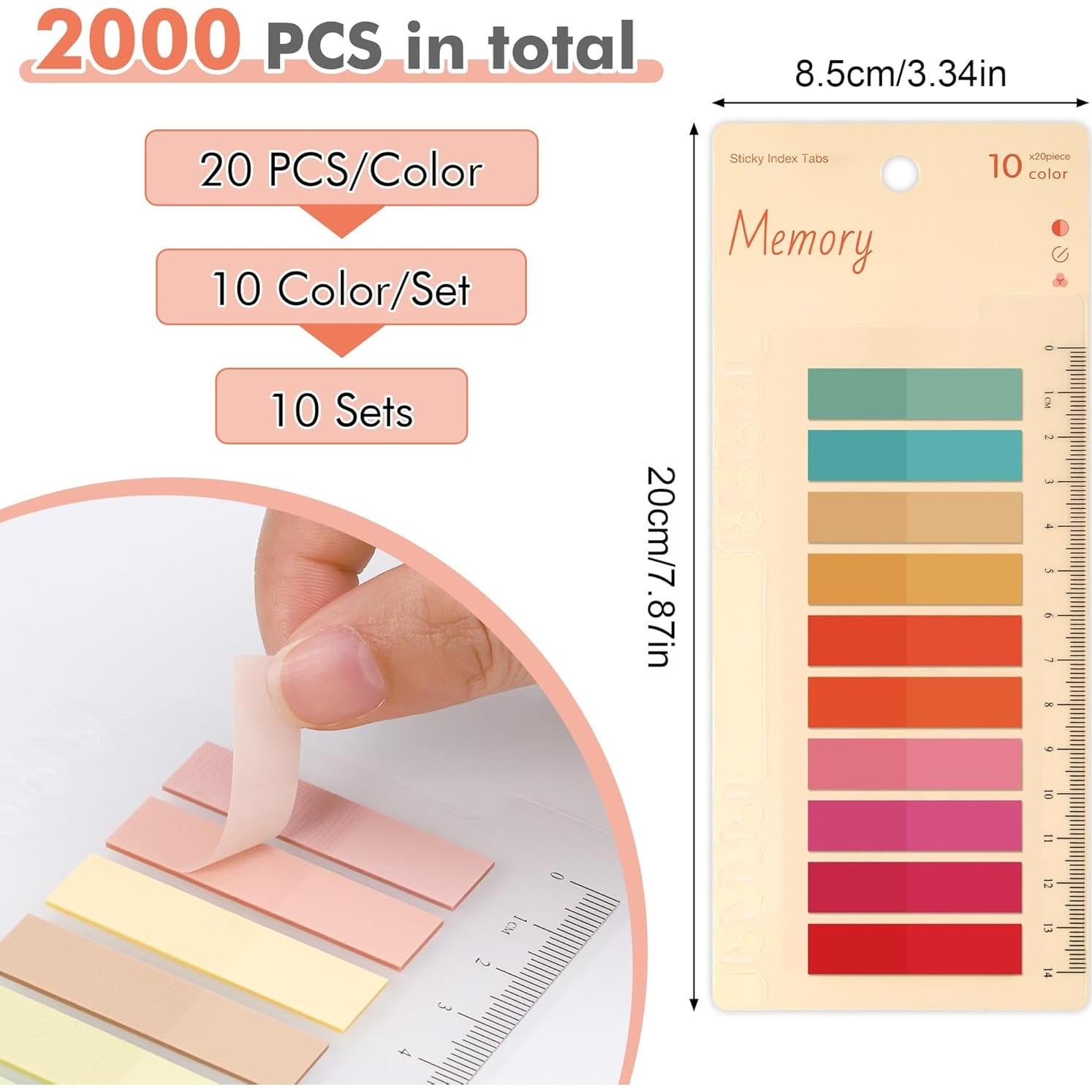 2000 Pestañas Adhesivas Transparentes JIANTA con Regla 10 Paquetes