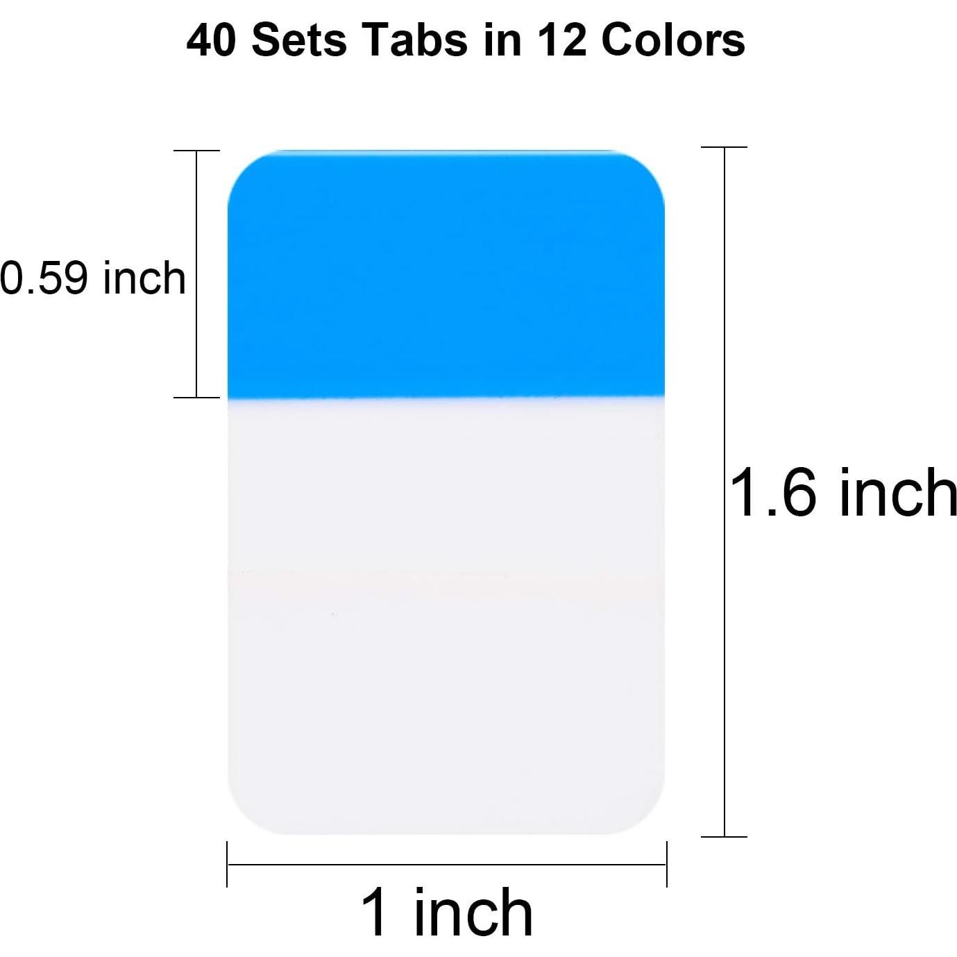 800 Piezas Pestañas Adhesivas JOVITEC 2.54 cm 12 Colores