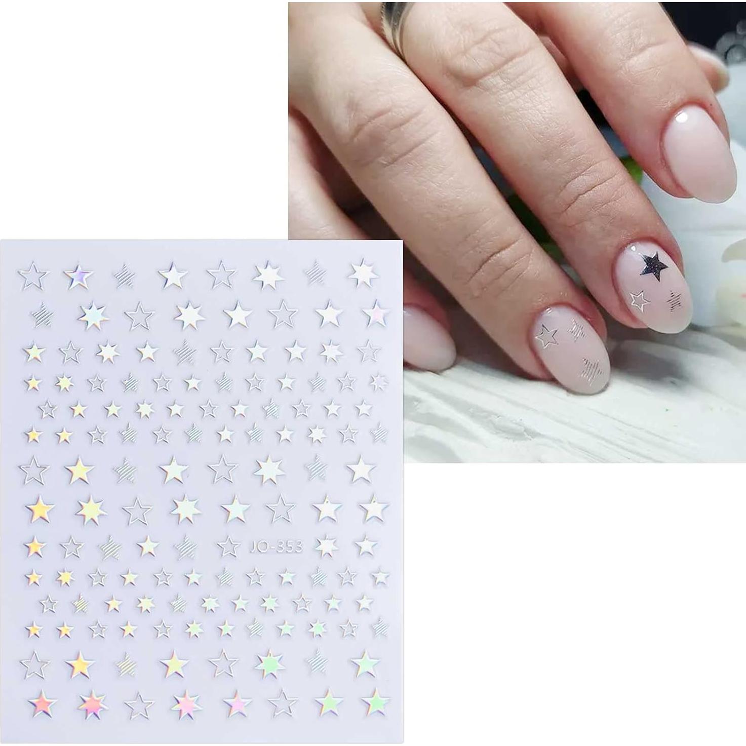 Pegatinas de Uñas Autoadhesivas JMEOWIO 12 Hojas Diseño Brillante