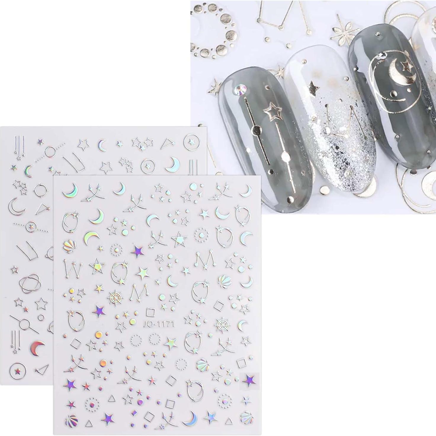 Pegatinas de Uñas Autoadhesivas JMEOWIO 12 Hojas Diseño Brillante