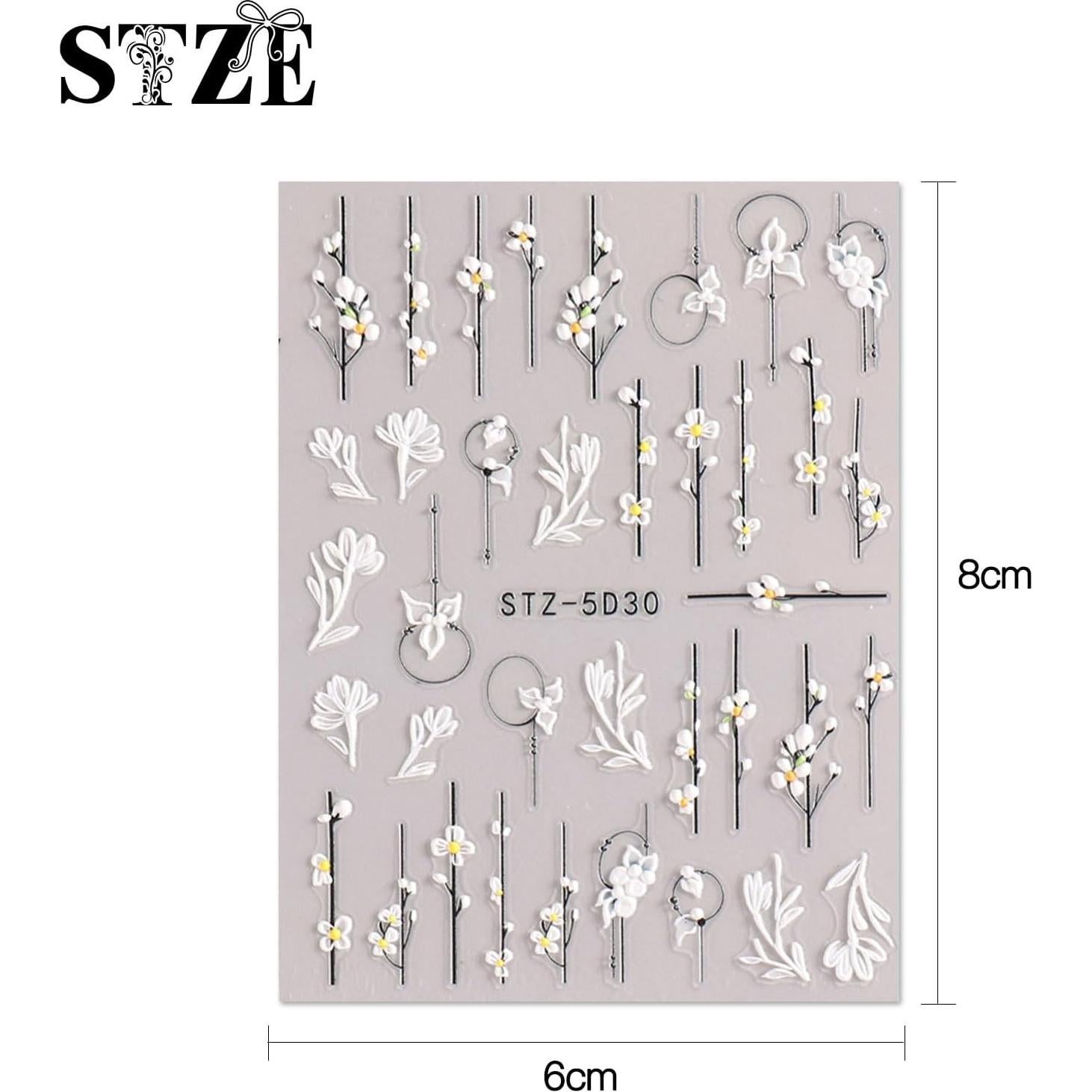 Calcomanías de Uñas 3D JMEOWIO Flores Coloridas 4 Hojas