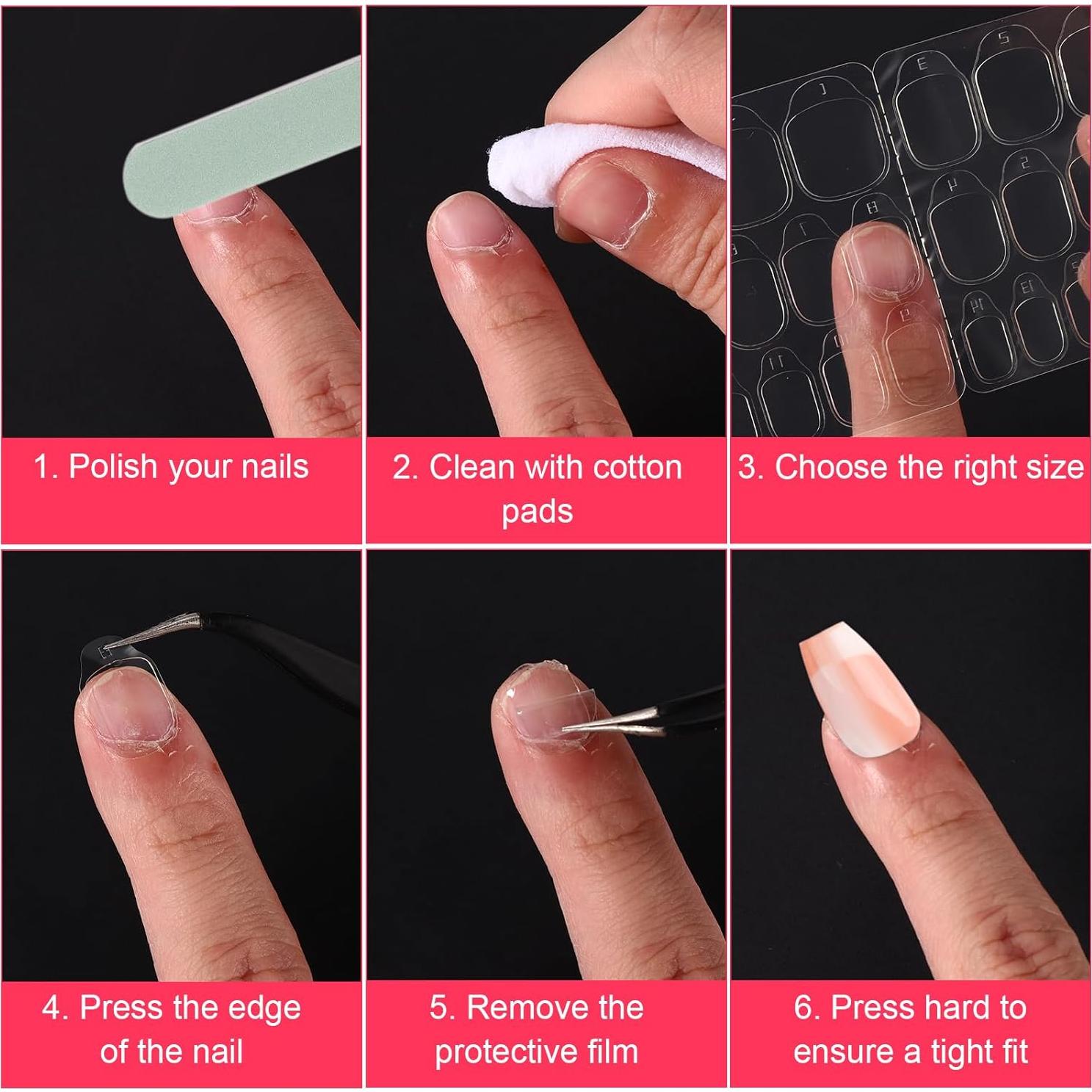 BOXOB 600 Pestañas Adhesivas para Uñas Falsas - 15 Tamaños