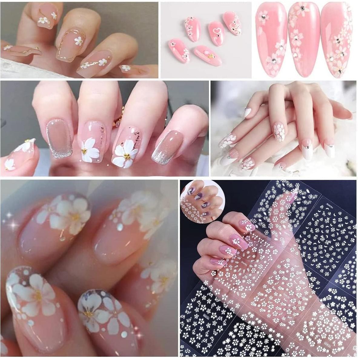 Calcomanías de Uñas SPLOCUDU Flor Blanca 30 Hojas 3D