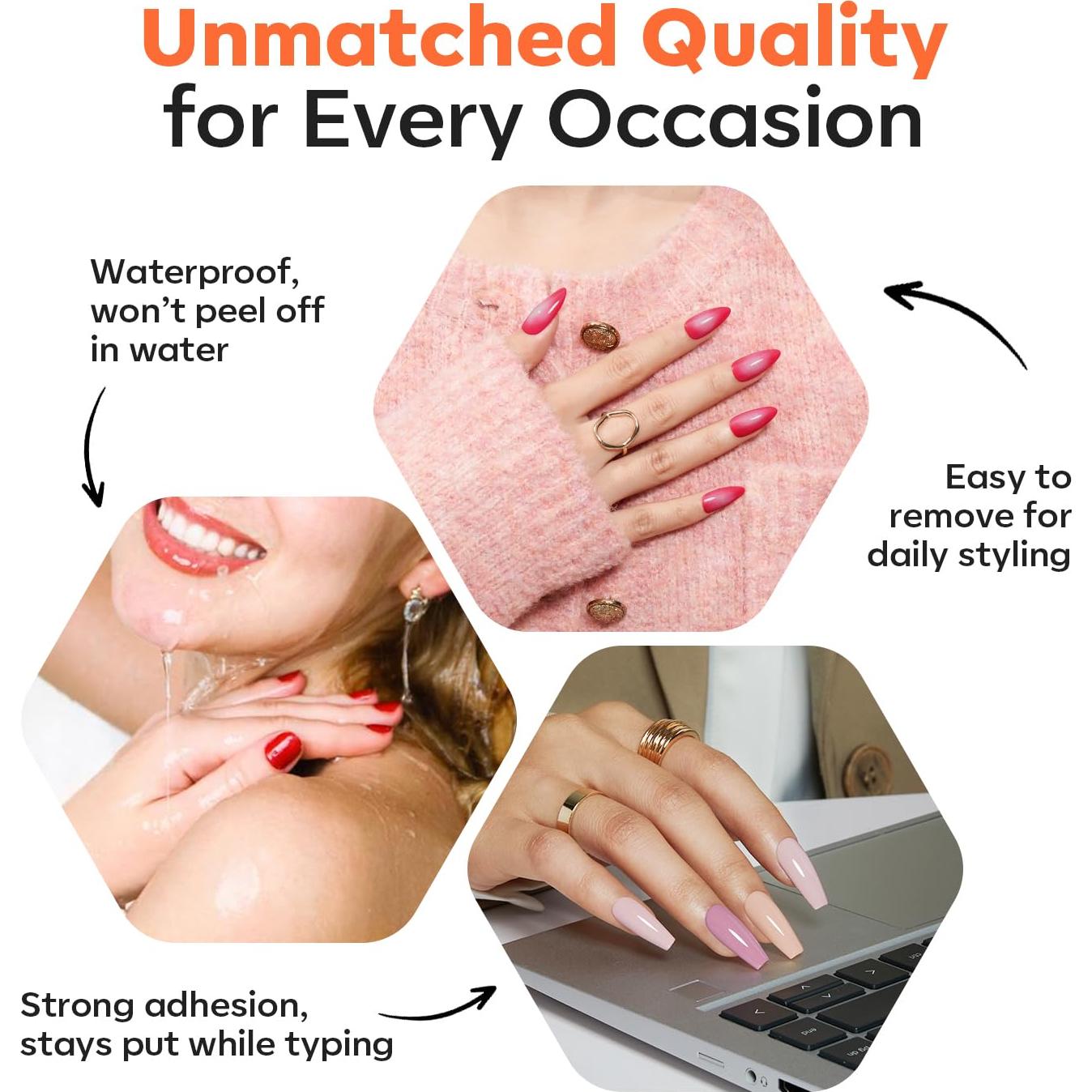 Pestañas Adhesivas para Uñas Modelones 240pcs 12 Tamaños