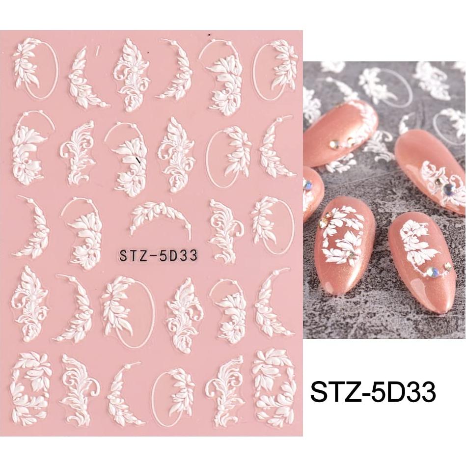 Calcomanías de Uñas 5D JMEOWIO Diseño Floral 4 Hojas