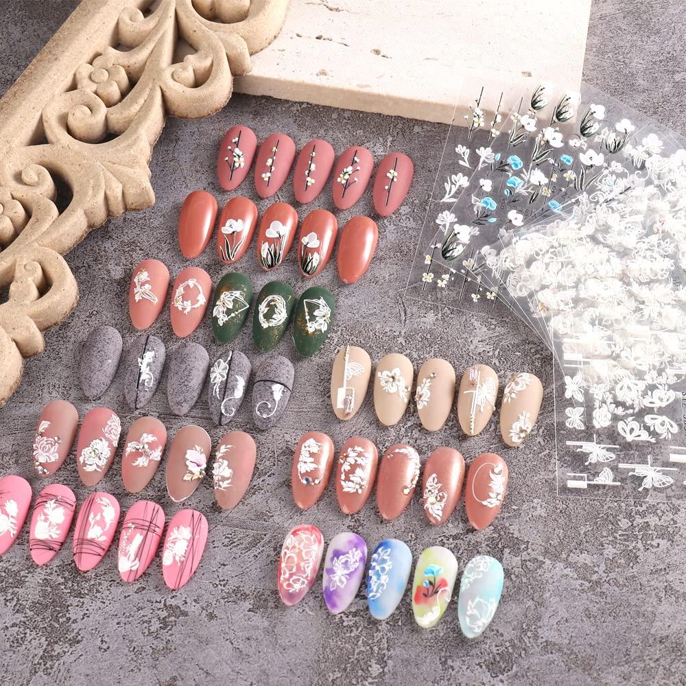 Calcomanías de Uñas 5D JMEOWIO Diseño Floral 4 Hojas