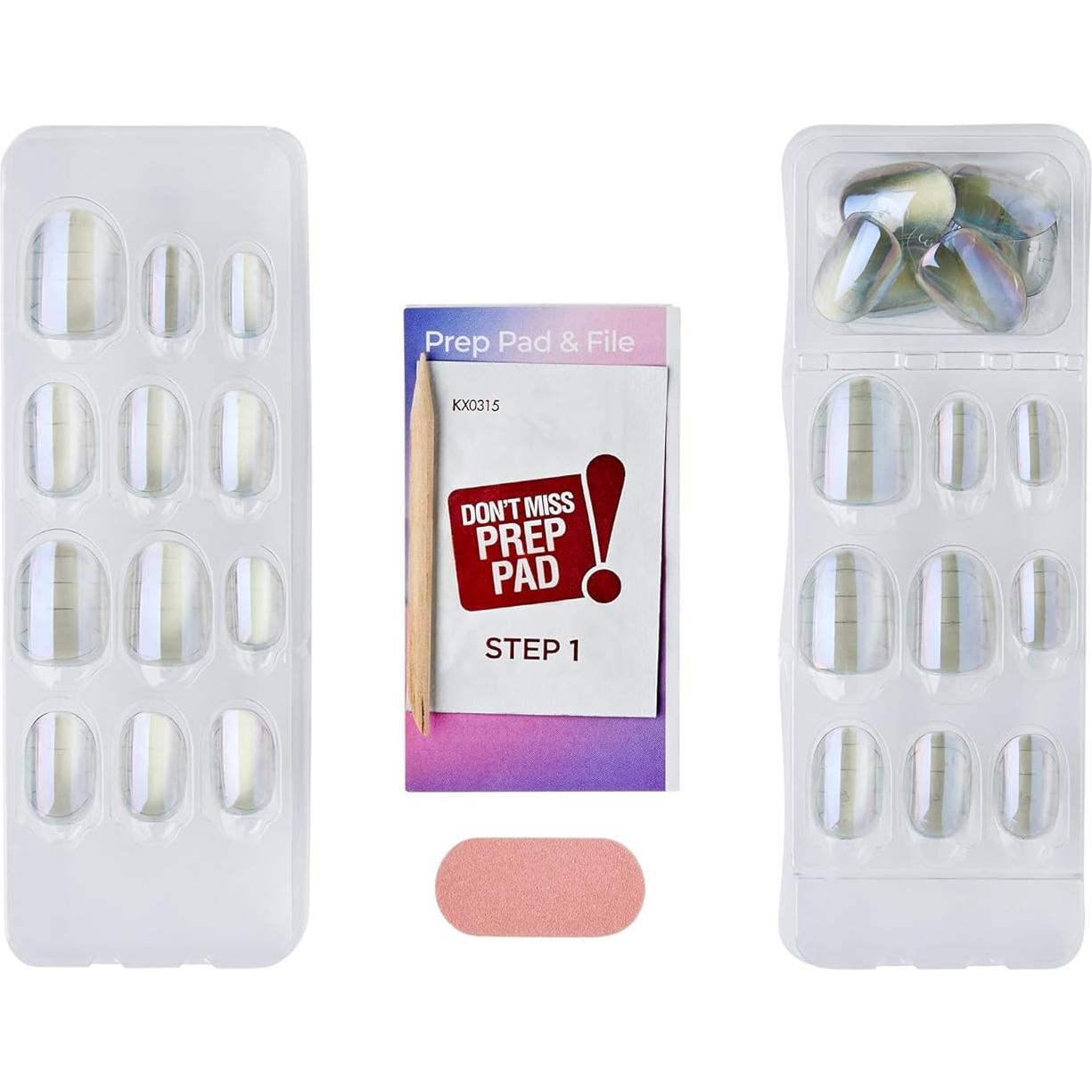 Uñas Postizas KISS colorFX Amor Agrio Cortas Ovaladas 30 Uñas