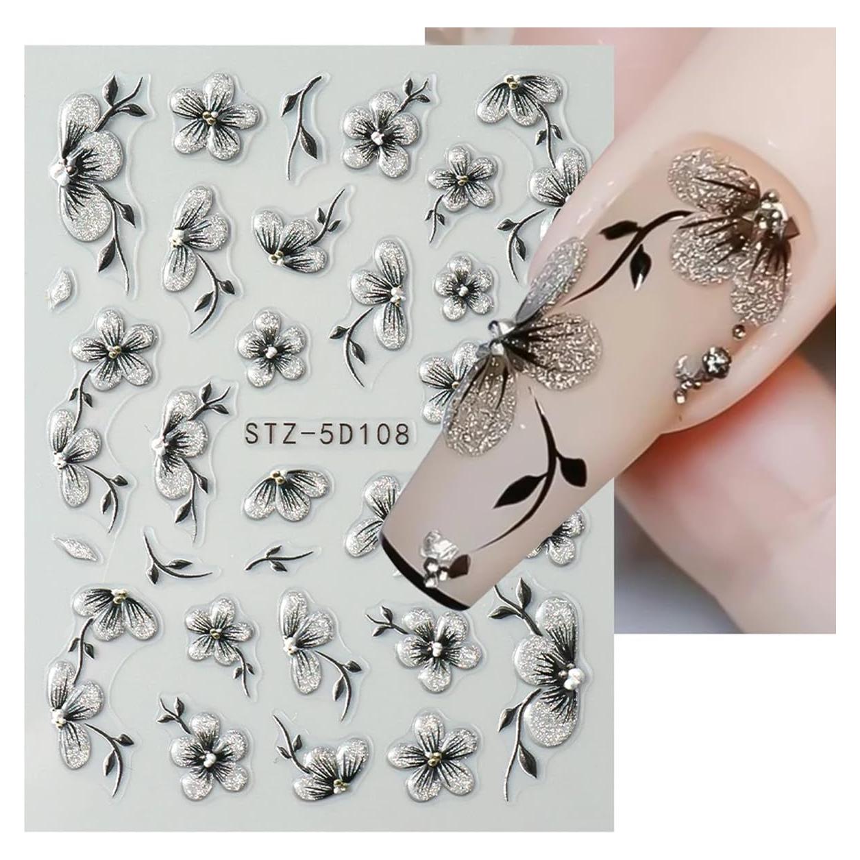 Calcomanías de Uñas 5D POWPOP con Flores de Verano