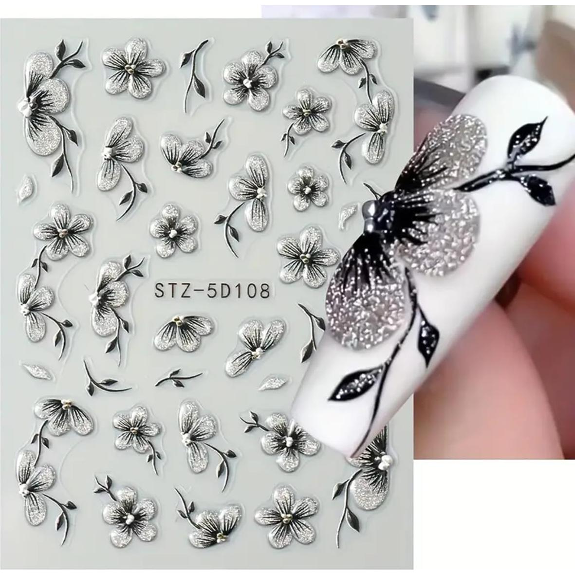 Calcomanías de Uñas 5D POWPOP con Flores de Verano