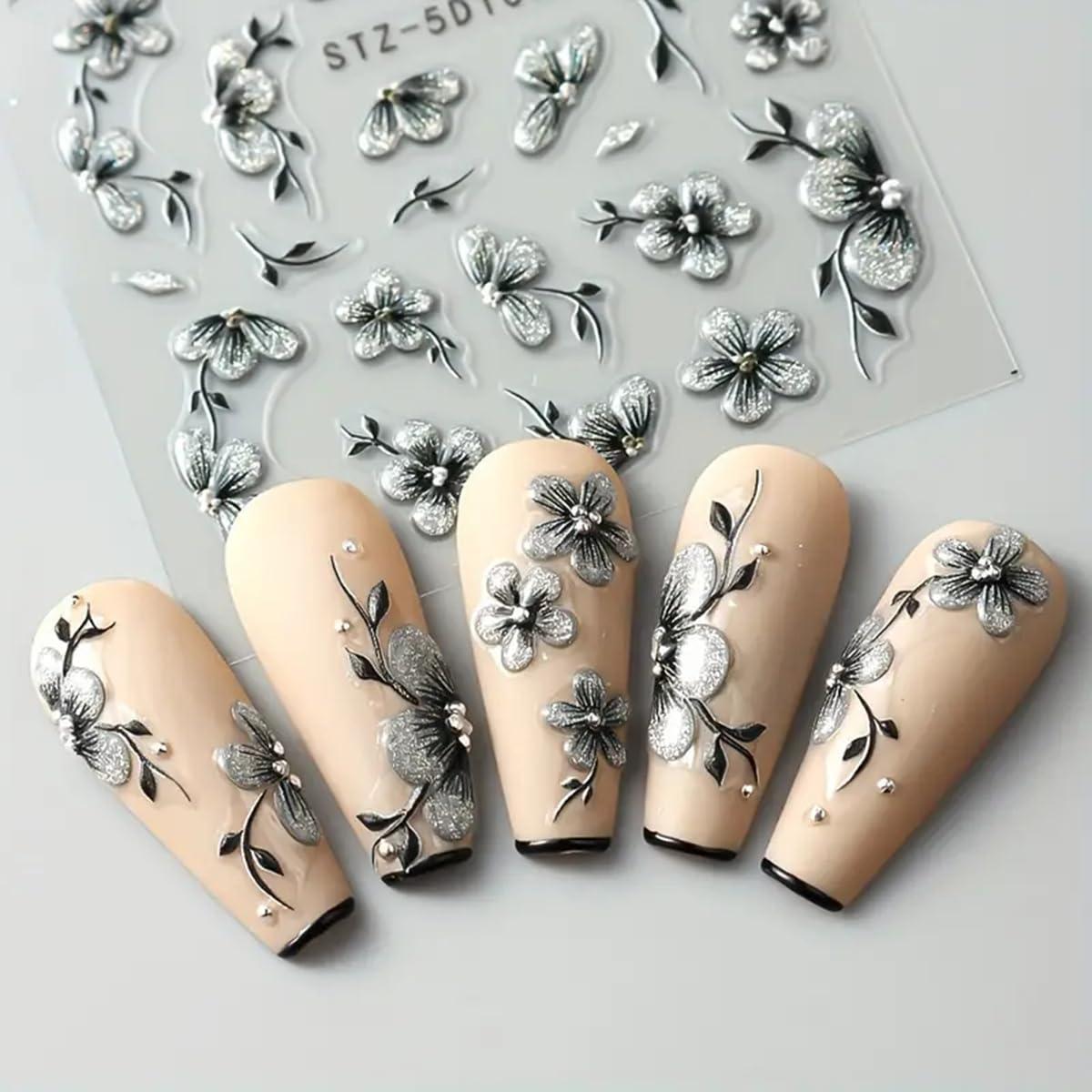 Calcomanías de Uñas 5D POWPOP con Flores de Verano