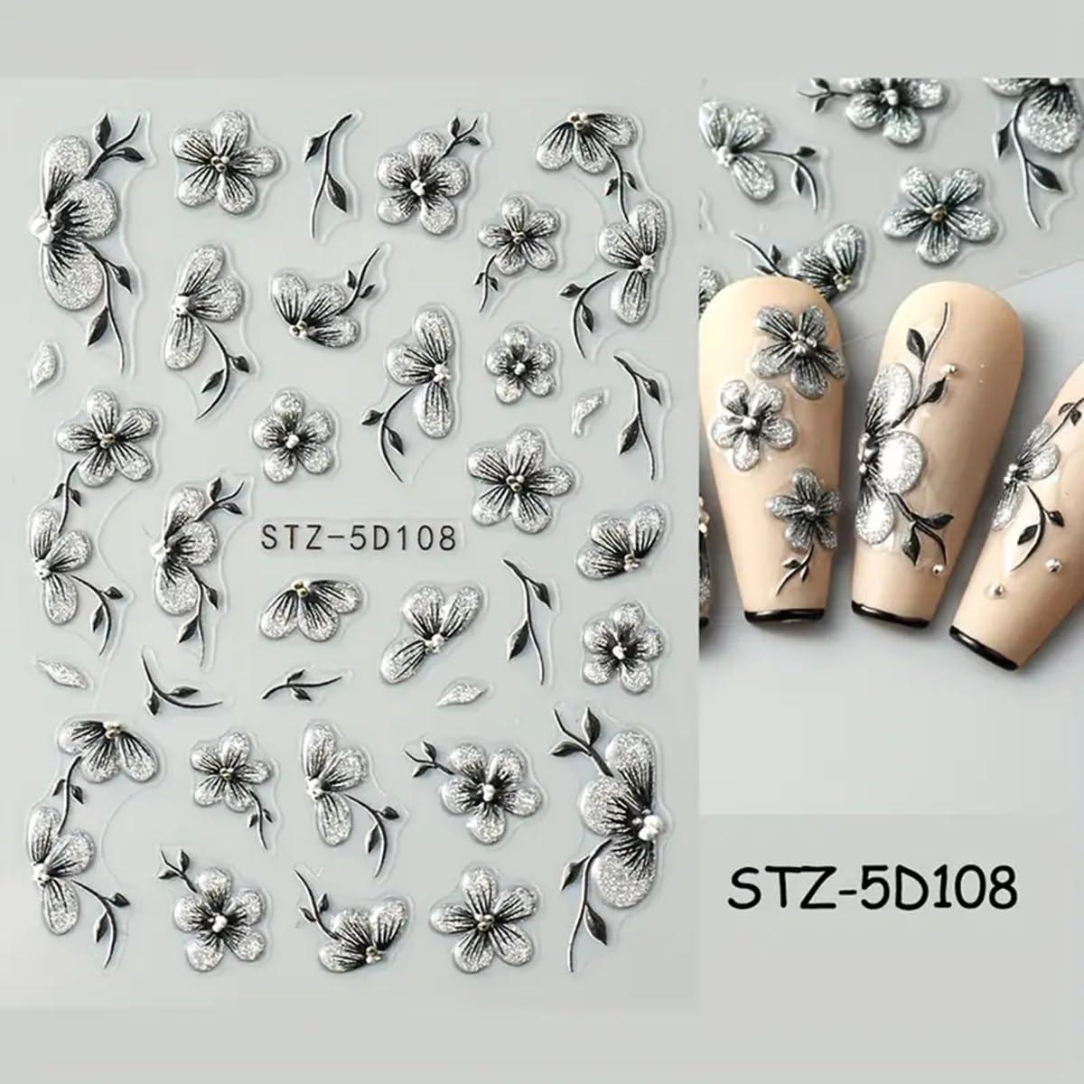 Calcomanías de Uñas 5D POWPOP con Flores de Verano