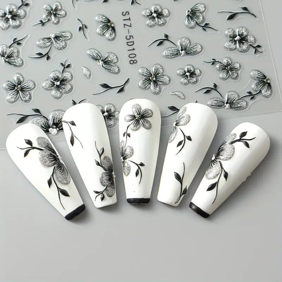 Calcomanías de Uñas 5D POWPOP con Flores de Verano