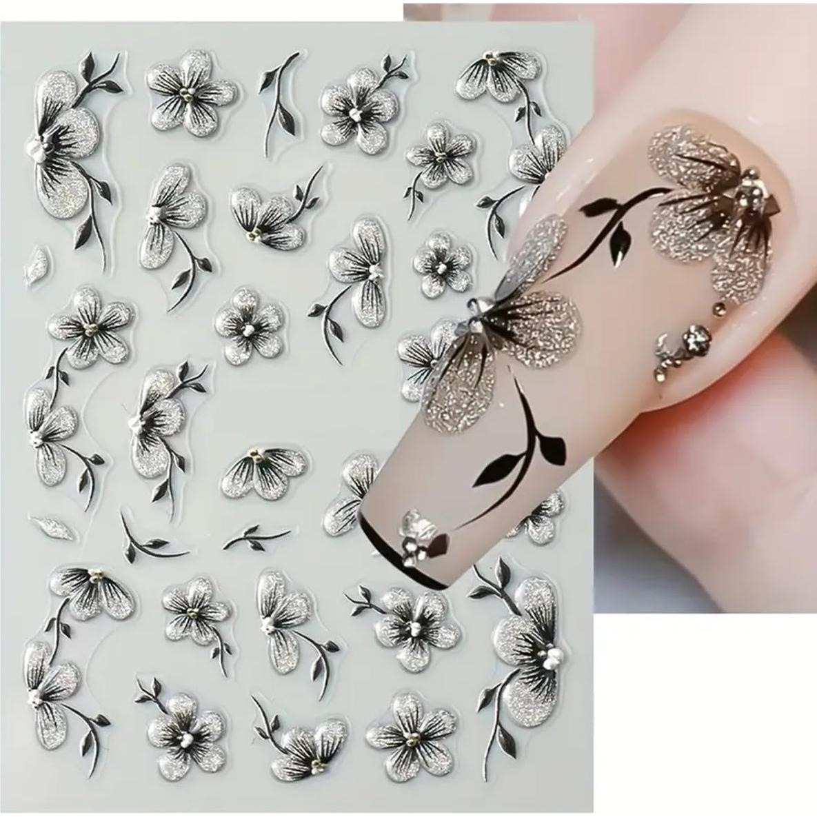 Calcomanías de Uñas 5D POWPOP con Flores de Verano