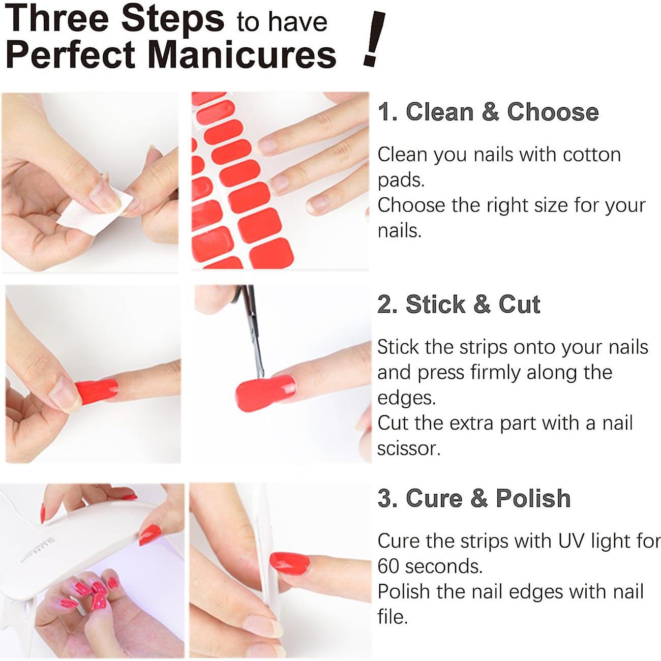 Tiras de Uñas de Gel Semi Curadas Wahrshei 20pcs Ombre Francés