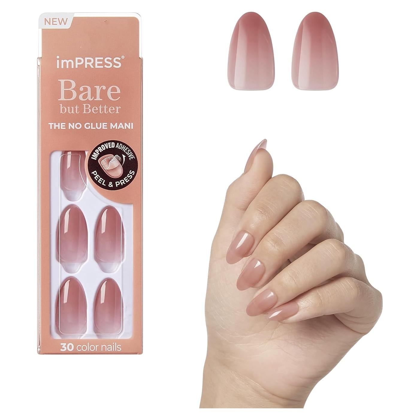 Uñas Postizas KISS imPRESS Serenidad Rosa Medio 30 Uñas