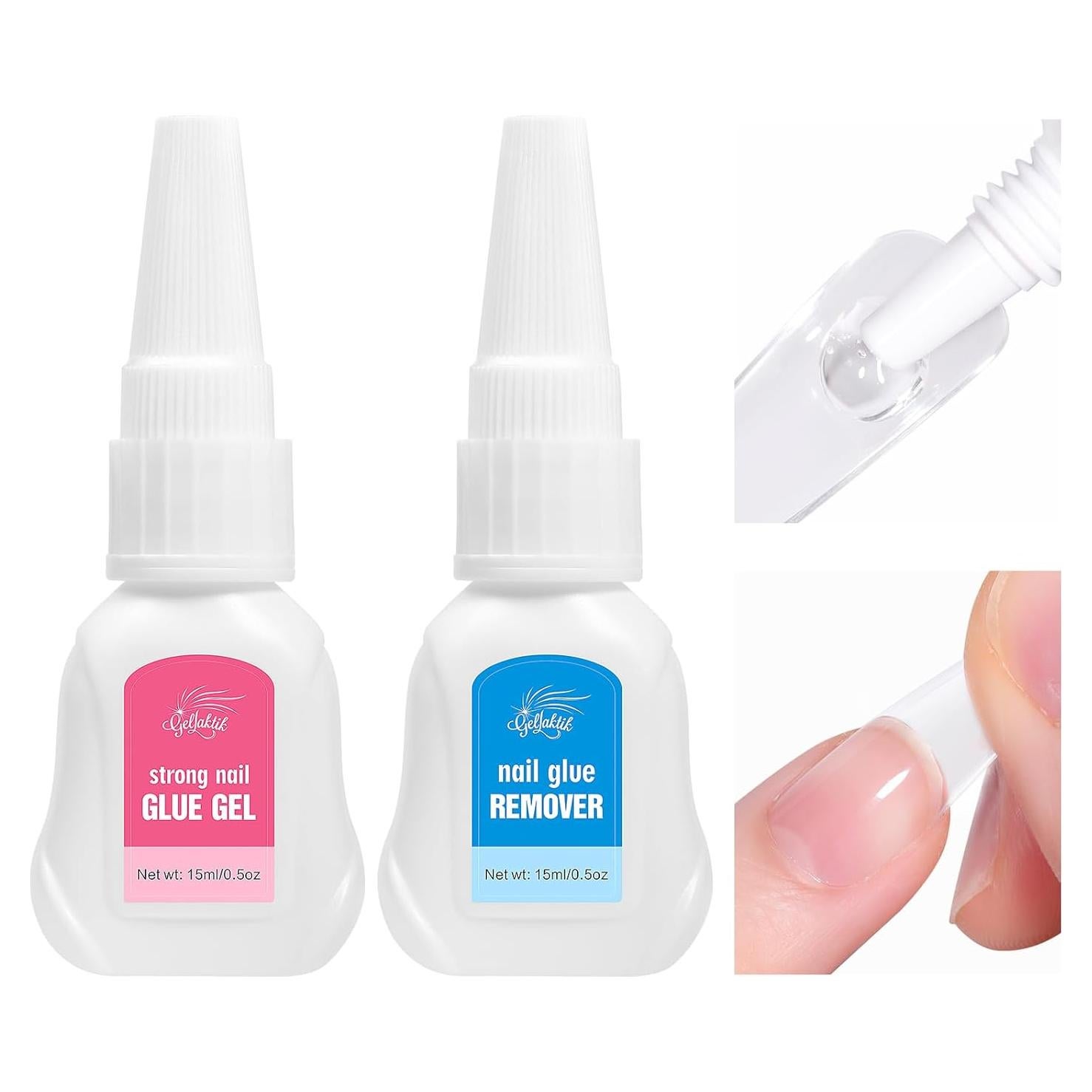 Pegamento de Uñas GELLAKTIK 15g + Removedor 15ml - Secado Rápido