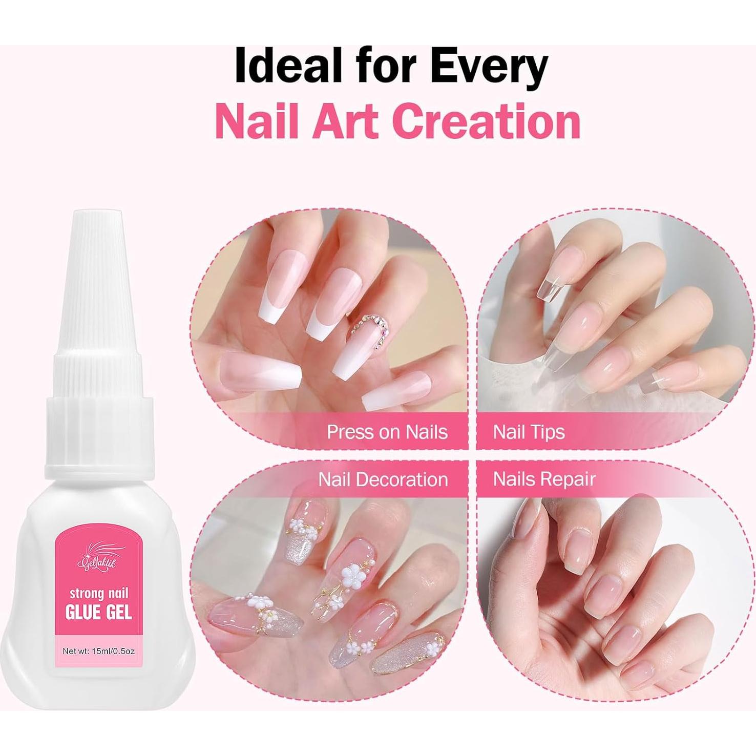 Pegamento de Uñas GELLAKTIK 15g + Removedor 15ml - Secado Rápido