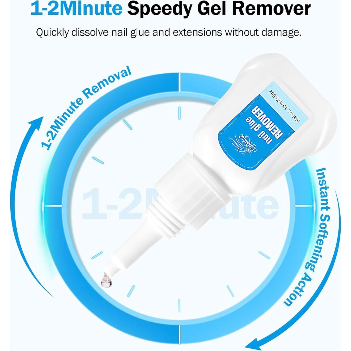 Pegamento de Uñas GELLAKTIK 15g + Removedor 15ml - Secado Rápido