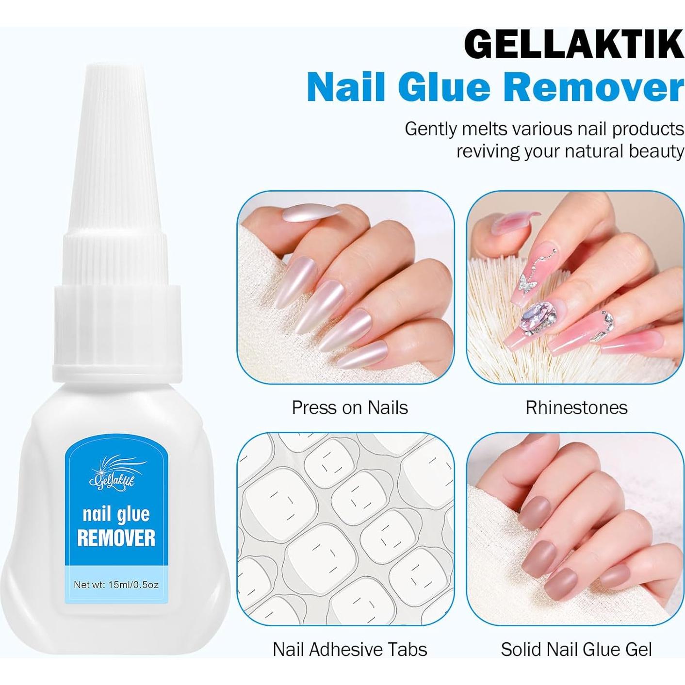 Pegamento de Uñas GELLAKTIK 15g + Removedor 15ml - Secado Rápido