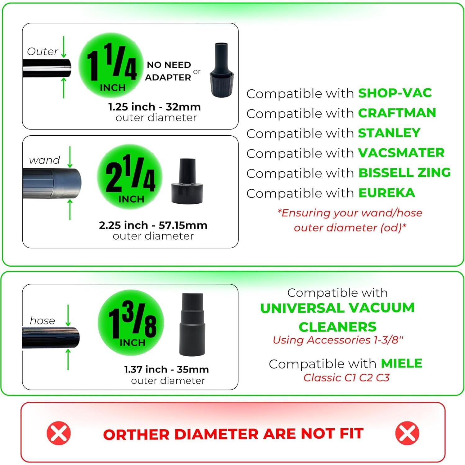 Kit de Accesorios para Aspiradoras VACEXT - 6 Piezas + Adaptadores