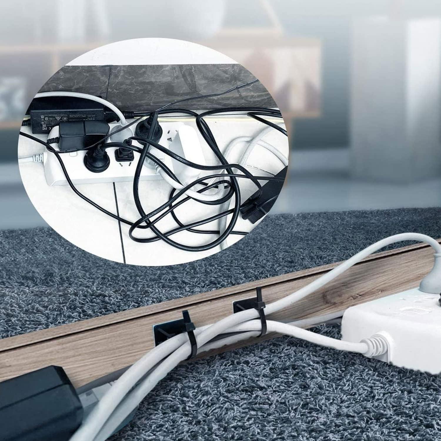 Soporte de Montaje Adhesivo CZXNBI - 50 Clips de Cable Negro