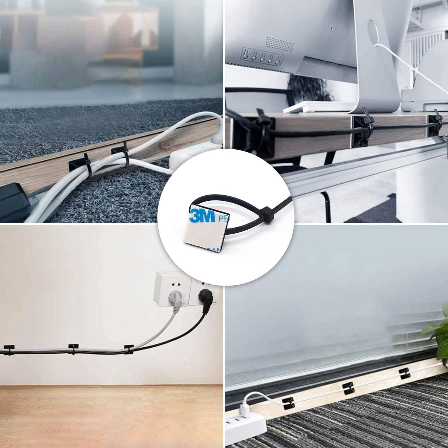 Soporte de Montaje Adhesivo CZXNBI - 50 Clips de Cable Negro