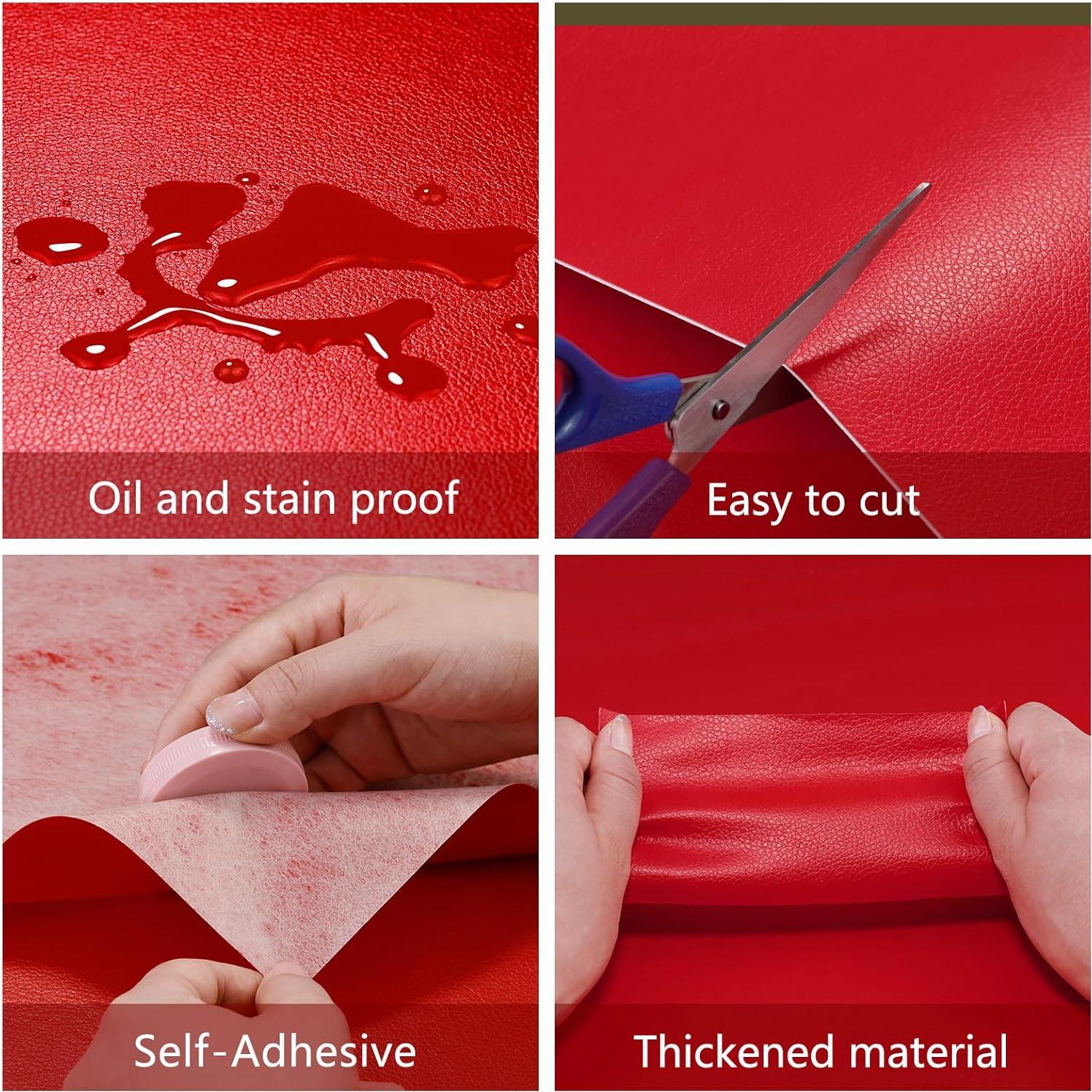 Parche de Reparación de Cuero Uooar 39.88x101.6 cm Rojo