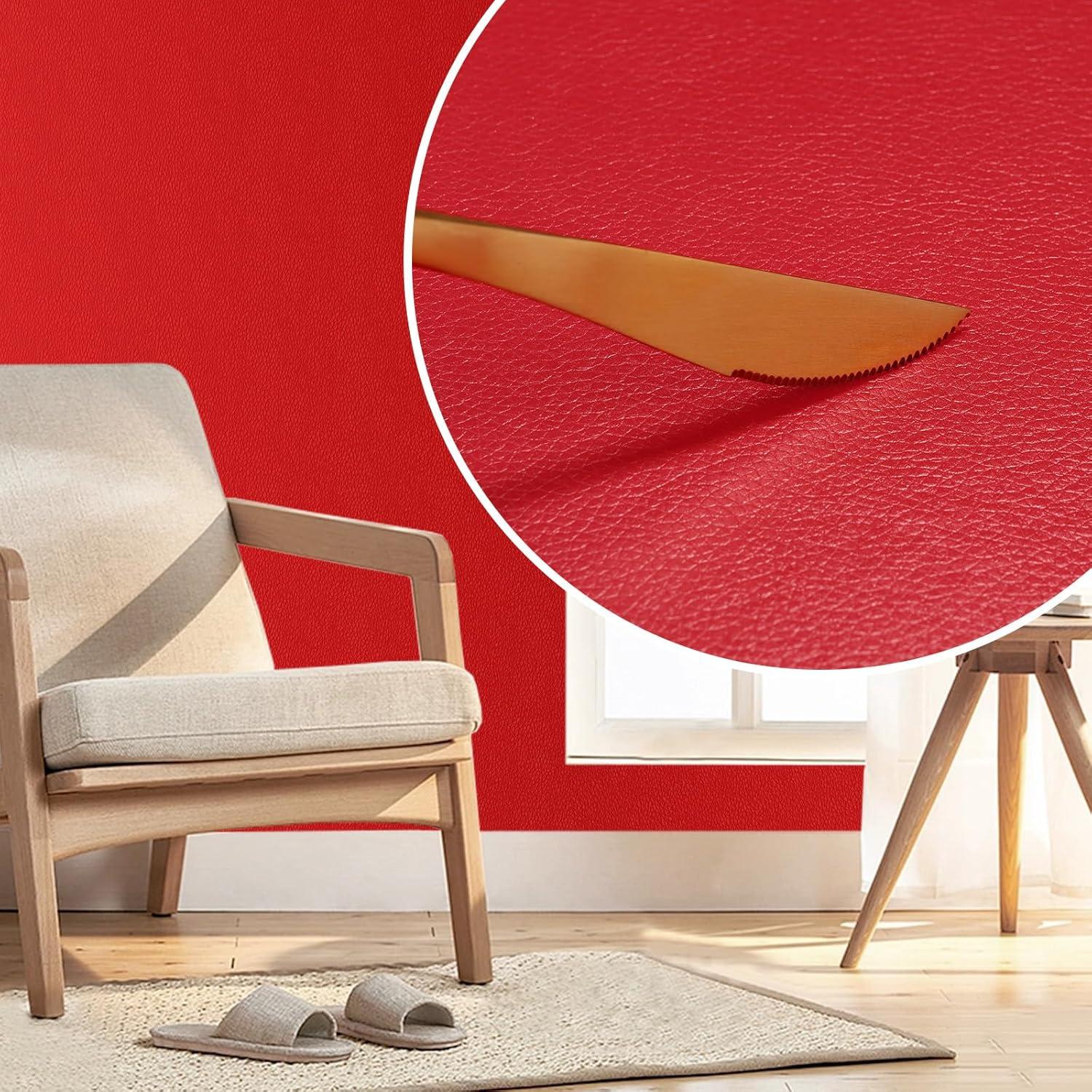 Parche de Reparación de Cuero Uooar 39.88x101.6 cm Rojo